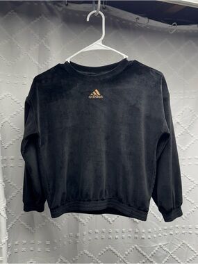 Adidas Girls' Black Velour Crewneck Sweatshirt, Size 6X